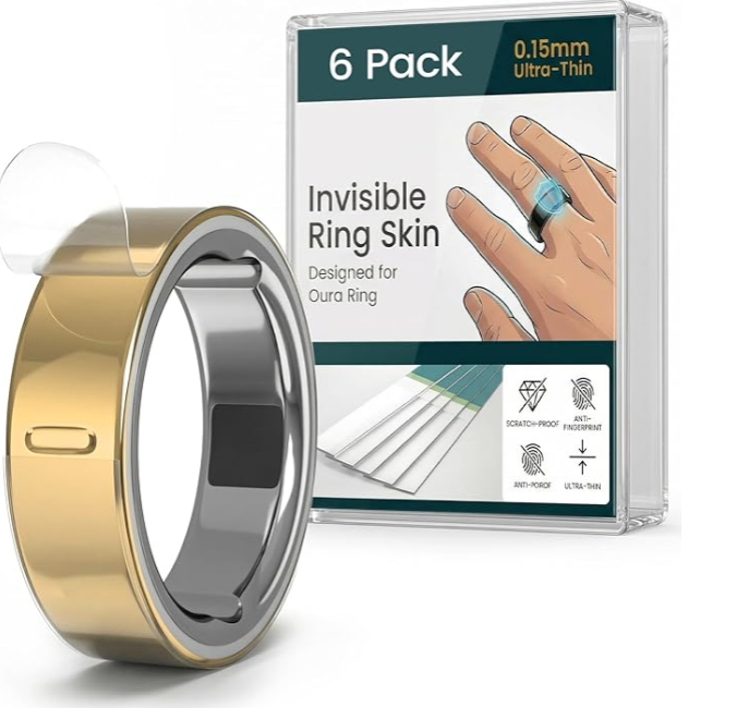 BandRain Ultra-Thin Clear Skin Protector for Oura Ring Gen 4/4 Ceramic/Gen 3, Invisible Transparent Anti-Scratch Protective Film Smart Rings Cover, Size: M for 9/10/11