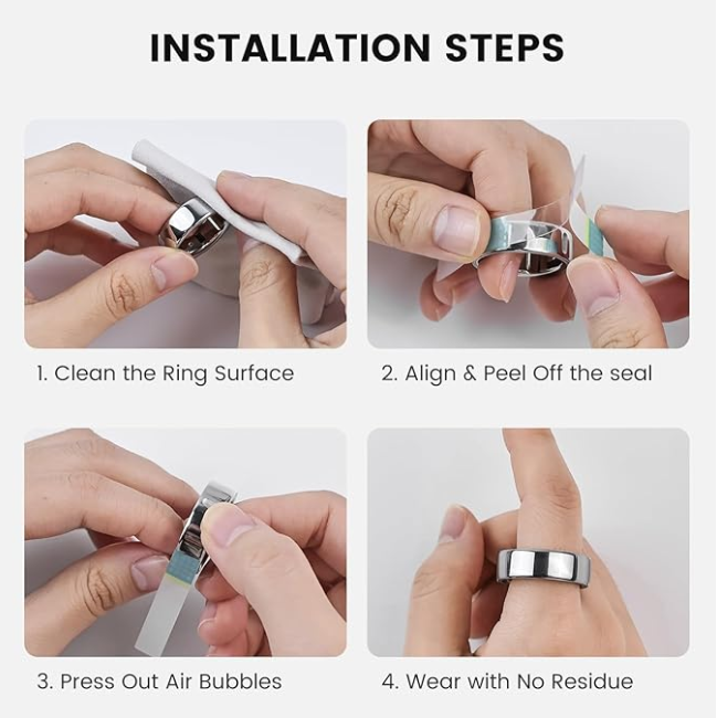 BandRain Ultra-Thin Clear Skin Protector for Oura Ring Gen 4/4 Ceramic/Gen 3, Invisible Transparent Anti-Scratch Protective Film Smart Rings Cover, Size: M for 9/10/11