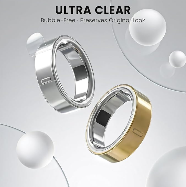 BandRain Ultra-Thin Clear Skin Protector for Oura Ring Gen 4/4 Ceramic/Gen 3, Invisible Transparent Anti-Scratch Protective Film Smart Rings Cover, Size: M for 9/10/11