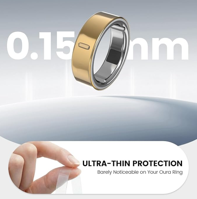 BandRain Ultra-Thin Clear Skin Protector for Oura Ring Gen 4/4 Ceramic/Gen 3, Invisible Transparent Anti-Scratch Protective Film Smart Rings Cover, Size: M for 9/10/11