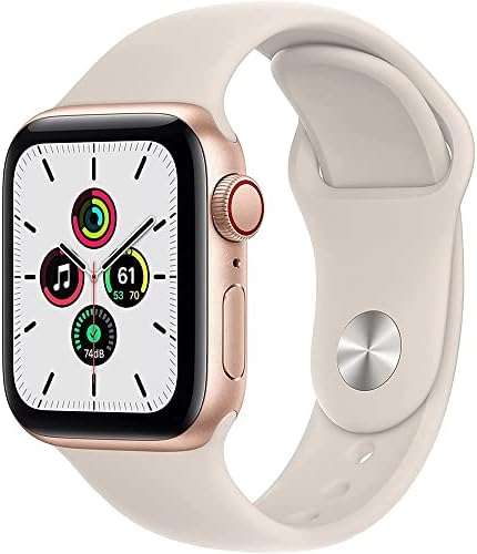 Apple Watch SE 40mm GPS + Cellular Gold Aluminum Case - Starlight Sport Band (Renewed) - Image 4