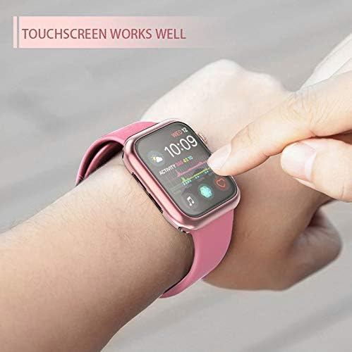[2-Pack] JULK 40mm Case for Apple Watch New SE 3 (2025) / Series SE / 6/5 / 4 Screen Protector, Overall Protective Soft Case TPU HD Ultra-Thin Cover for iWatch, 1 Rose Pink + 1 Transparent - Image 4