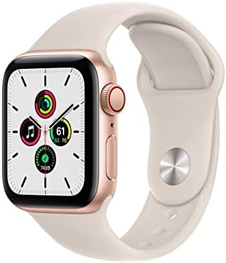 Apple Watch SE 40mm GPS + Cellular Gold Aluminum Case - Starlight Sport Band (Renewed) - Image 8