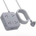 Surge Protector Power Strip 10 Ft Cord, HANYCONY Extension Cord with Multiple Oulets, 8 AC Outlets 4 USB (2 USB C) Ports, Flat Plug, Wall Mount Desk USB Charging Station for Home by HANYCONY