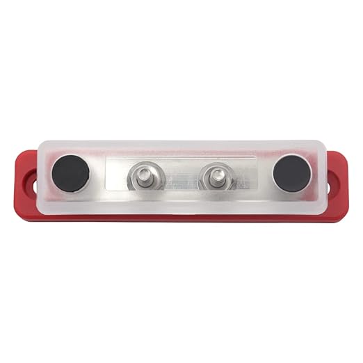 ​​Gloaso Bus Bar Power Distribution Blocks 12V 100A 4 x 3/16" Posts Terminals, Marine Buss Bar, 12 Volt-48V DC Copper Battery Busbar for Trailer RV Solar Boat Car Trucks | Flame Retardant Base | Red - Image 6