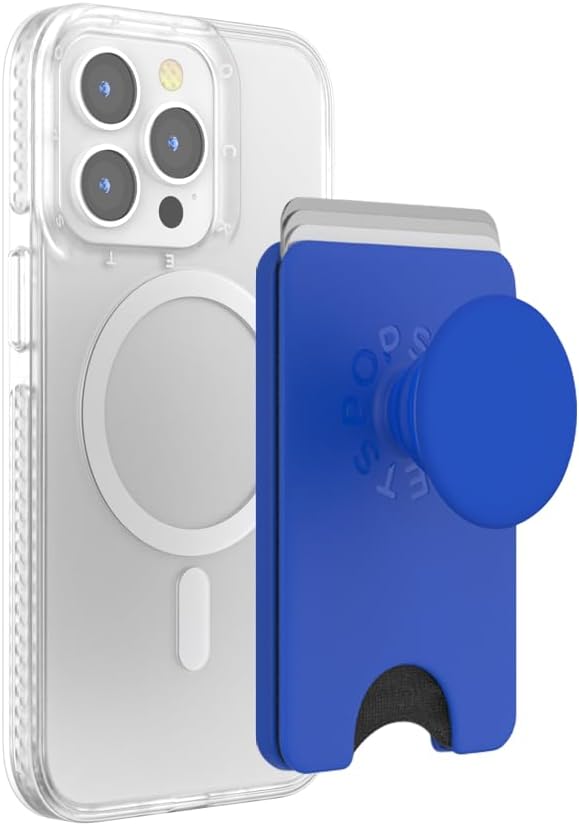 PopSockets Phone Wallet for MagSafe, Phone Card Holder with Grip, Blue - Cobalt by PopSockets