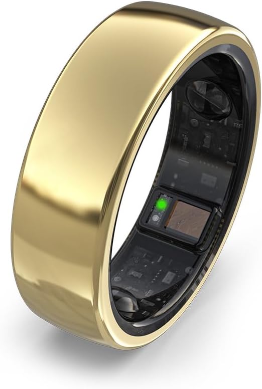 aaboRing Smart Ring, Men, Women, Track Heart Rate, Fitness, Activity, Sleep Stress Monitoring, Step Count, Up to 7 Days of Battery Life, Titanium, No App Subscription, Gold 11 by AaboRings