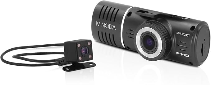 Minolta 3-Channel 1080p Car Camcorder with Rear Camera - Full HD Dash Cam, Inside Cabin Infrared Night Vision, 170° Wide Angle Lens, G-Sensor, Loop Recording, Motion Detection, 2.45" LCD Screen - Image 7