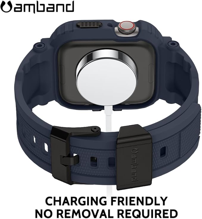 amBand Compatible with Apple Watch Series 9/8/7/6/5/4 & SE 3/2/1 41mm/40mm Band Case for Men, M1 Sport Rugged Case with Strap Military Protective Cover Bumper for iWatch 41/40 mm - Navy Blue - Image 5
