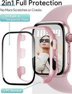 JR.DM 38mm 2 Pack Hard PC Case with HD Tempered Glass Screen Protector for Apple Watch Series 3/2/1, Slim Guard Bumper Full Coverage Protective Anti-Scratch Face Cover for iWatch, Pink/Clear - Image 3