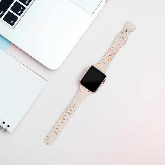 Thin Slim Band Compatible with Apple Watch 38mm 40mm 41mm 42mm 44mm 45mm 46mm 49mm, Narrow Replacement Soft Silicone Sport Strap Wristbands for iWatch Series 11/10/9/8/7/6/5/4/3/2/1 Ultra SE Women Men - Image 2