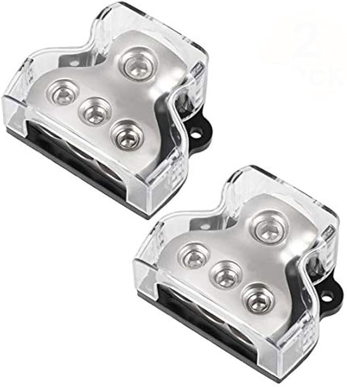 3 Way Power Distribution Block, 1x 0 Gauge in / 3X 4 Gauge Out Amp Power Distribution Ground Distributor Connecting Block for Car Amplifier Audio Splitter 2 Pack by VonSom