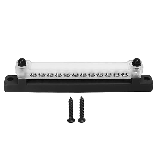 48V 150A 12 Terminal Bus Power Distribution Block with Cover M6 Studs M4 Screws for Car RV Marine Boat Premium Plated Brass Proof Insulated Design by Zohisin