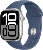 Apple Watch Series 10 [GPS + Cellular, 42mm] - Silver Aluminum Case with Denim Sport Band, M/L (Renewed) - Image 2