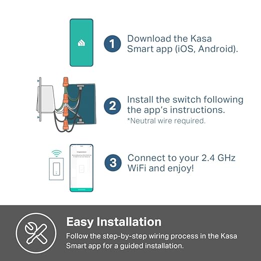 Kasa Smart Switch 2-Gang HS200-2, Single Pole,Neutral Wire Required, 2.4GHz Wi-Fi Light Switch Compatible with Alexa and Google Home, UL Certified, No Hub Required, White - Image 6