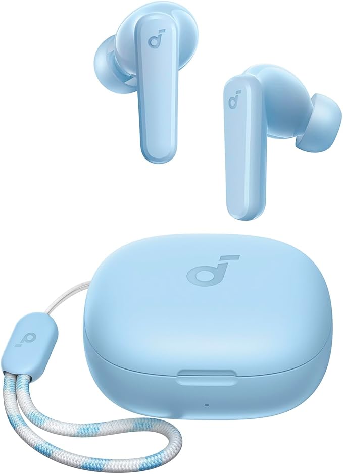 Soundcore by Anker P20i True Wireless Earbuds, 10mm Drivers with Big Bass, Bluetooth 5.3, 30H Long Playtime, Water-Resistant, 2 Mics for AI Clear Calls, 22 Preset EQs, Customization (Light Blue) by soundcore