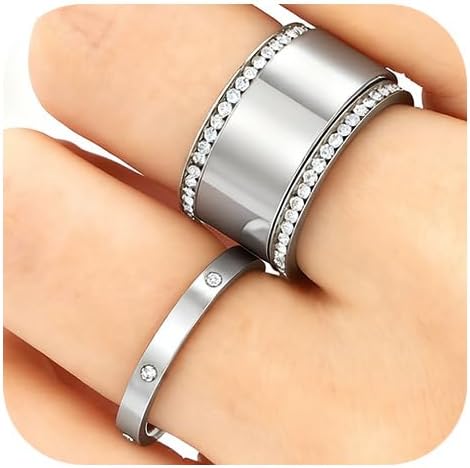 Emibele 3 Pack Stackable Rings for Oura Ring Gen 3/Oura Ring Gen 4, Stainless Steel No Tarnish Stacking Ring, Stack Cubic Zirconia Oura Stack Rings, Trendy Jewelry Gifts for Women by Emibele
