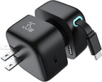 Retractable Wall Charger, 35W PD Fast Charger Block with Type C Retractable Cable (31.5 inch) and Type C Ports, Portable Charger Adapter for iPhone 17/16/15 Pro Max/Galaxy/Pixel & More by PowerYourWorldWithDreamBee