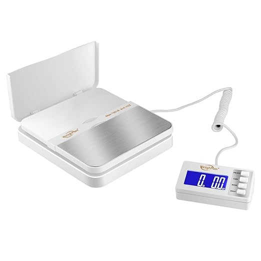 Weighmax 130Lb x0.1OZ Extended Display Digital Shipping Postal Scale, White - Image 2