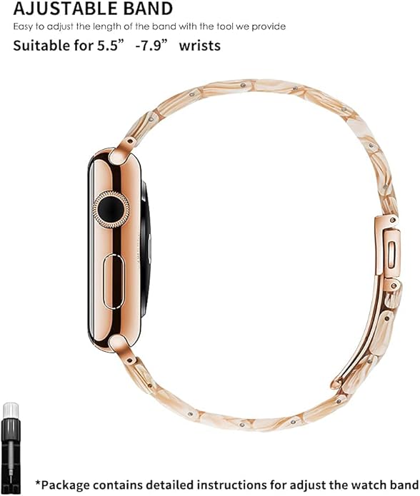 HOPO Compatible With Apple Watch Band 38mm 40mm 41mm 42mm 44mm 45mm 46mm 49mm,Resin Watch Strap Bracelet Wristband Fashion Lightweight Replacement For iWatch Bands Series 11 Ultra 10 9 8 7 6 5 4 3 2 1 SE for Women Men - Image 5