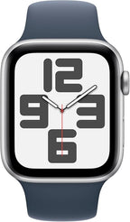 Apple Watch SE (2nd Gen) [GPS 44mm] - Silver Aluminum Case with Storm Blue Sport Band, M/L (Renewed) - Image 6