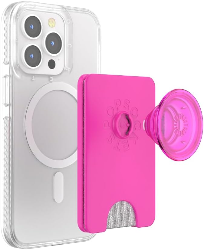 PopSockets Phone Wallet for MagSafe, Phone Card Holder with Grip, Pink - Magenta by PopSockets