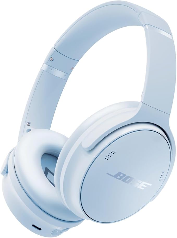 Bose QuietComfort Headphones - Wireless Bluetooth Headphones, Active Over Ear Noise Cancelling and Mic, USB-C Charging, Deep Bass, Up to 24 Hours of Playtime, Ice Blue - Limited Edition Color by Bose