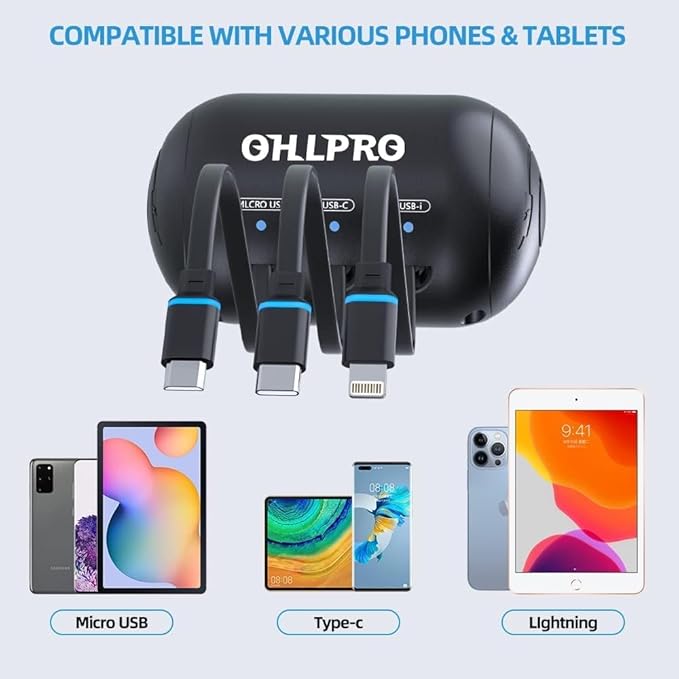 OHLPRO 3-in-1 Retractable Backseat Car Charging Station, 15W Fast Car Charger for All Phones (iPhone, Samsung), Ideal for Lyft, Turo, Uber, Taxi, Rideshare, Customer Charging Dock Attach to Headrest - Image 2