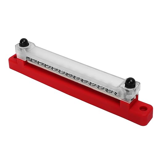 48V 150A 12 Terminal Bus Power Distribution Block with Cover M6 Studs M4 Screws Red for Car RV Marine Boat Premium Plated Brass Proof Insulated Design - Image 2