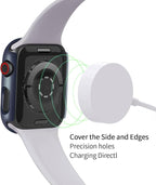 (2 Pack Hard PC Case with Button for Apple Watch Series 11 10 42mm Tempered Glass Screen Protector Case, Matte Shell Full Coverage Iwatch Bumper Cover (Blue+Blue, 42mm) - Image 3