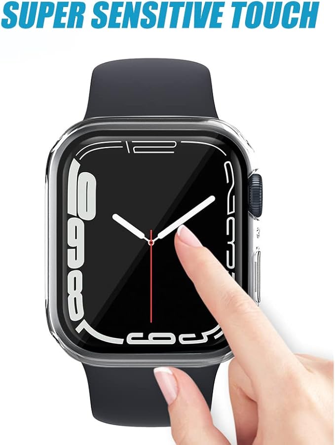 Ailun for Apple Watch Series 9 & 8 & 7 Screen Protector Case [41mm], Ultra-Thin Hard PC Case Built in Tempered Glass for iWatch, Shockproof Cover with Button [2 Pack][Clear] - Image 4