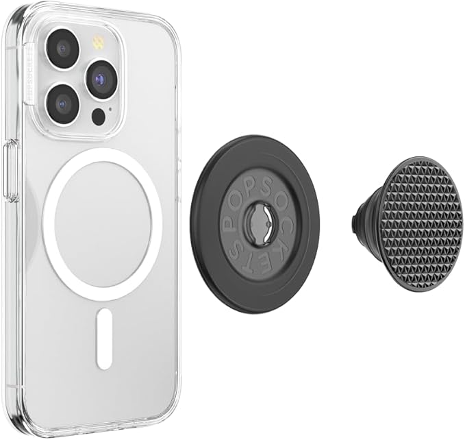 PopSockets Phone Grip for MagSafe, Magnetic Holder, Phone Stand, Black - Alum Triangle Knurled Black - Image 5