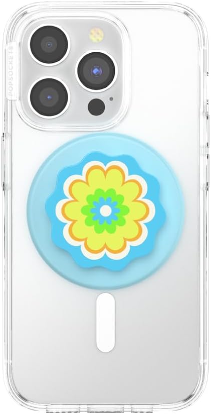 PopSockets Phone Grip for MagSafe, Magnetic Holder, Phone Stand, Light Blue - Molded Flower Blue - Image 4