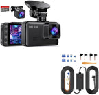 Dash Cam Front and Rear, 2.5K+1080P Dual Dash Camera for Cars, 2’’ Display Mini Car Camera, G-Sensor Dashcam, Night Vision with E-YEEGER 11.5ft Type-C Dash Cam Hardwire Kit (V5F), 12V-24V to5V 3A Car by E-YEEGER