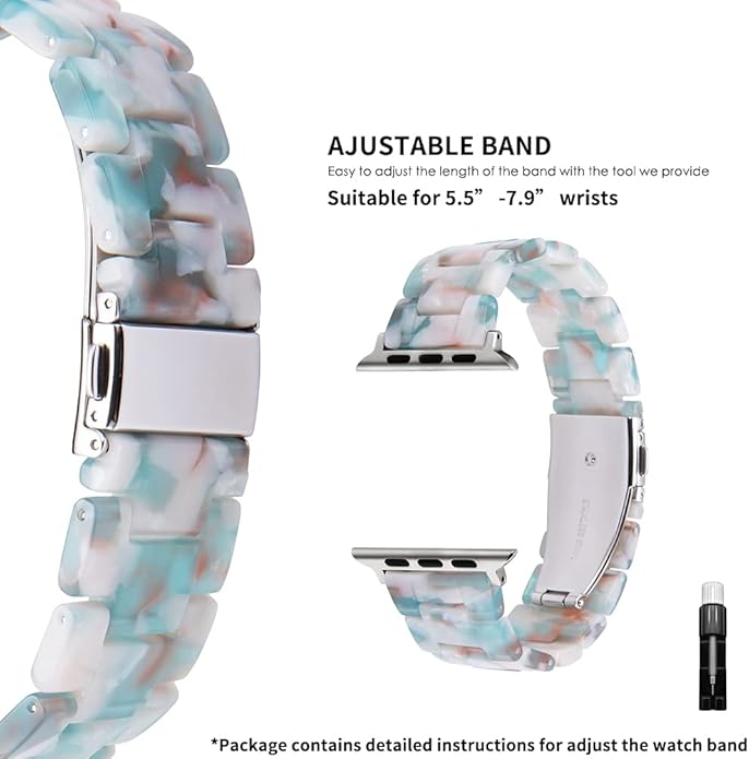 HOPO Compatible With Apple Watch Band 38mm 40mm 41mm 42mm 44mm 45mm 46mm 49mm,Resin Watch Strap Bracelet Wristband Fashion Lightweight Replacement For iWatch Bands Series 11 Ultra 10 9 8 7 6 5 4 3 2 1 SE for Women Men - Image 6
