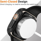 2 Pack Hard PC Case for Apple Watch Ultra 1 2 3 49mm Tempered Glass Screen Protector Case, Full Coverage Shockproof Iwatch Bumper Cover (Matte Black x 2, 49mm) - Image 3