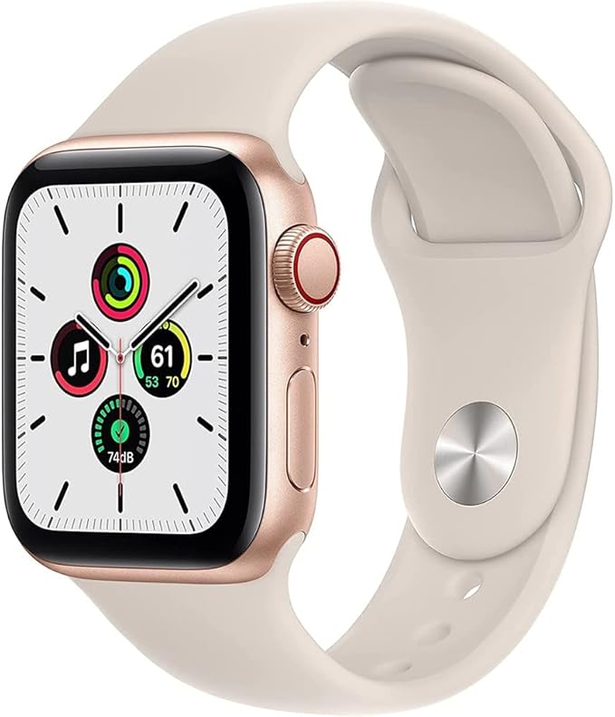 Apple Watch SE 40mm GPS + Cellular Gold Aluminum Case - Starlight Sport Band (Renewed) - Image 5