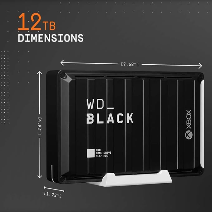WD_BLACK 12TB D10 Game Drive for Xbox - Desktop External Hard Drive HDD (7200 RPM) with 1-Month Xbox Game Pass - WDBA5E0120HBK-NESN - Image 2