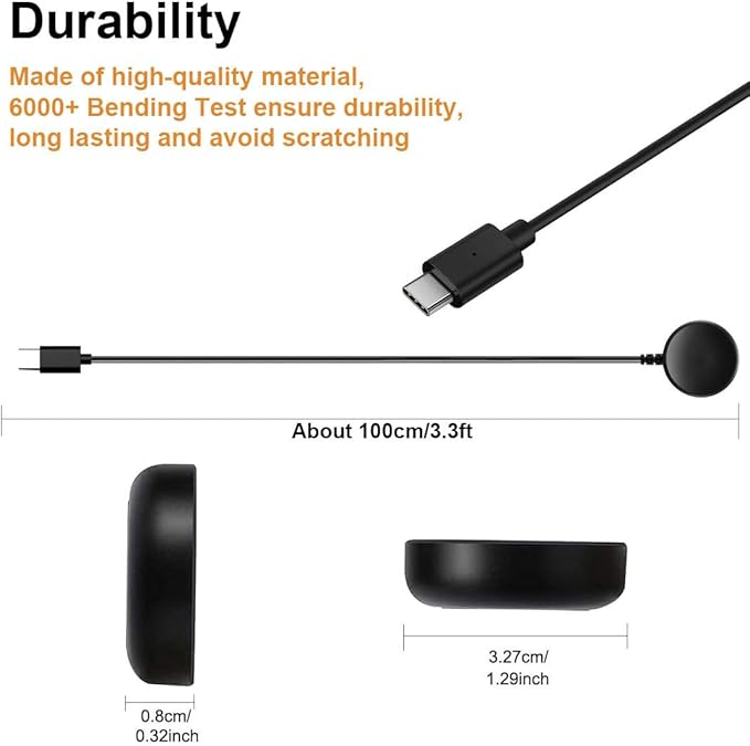 [2 Pack] Sankel Charger Compatible for Samsung Galaxy Watch 8/8 Classic/Ultra/FE/ 7/6/ 6 Classic/ 5/5 Pro /4/4 Classic/ 3/ Active 2/ Active, Replacement Smart Watch Charging Cable (Type C, 3.3ft) - Image 4