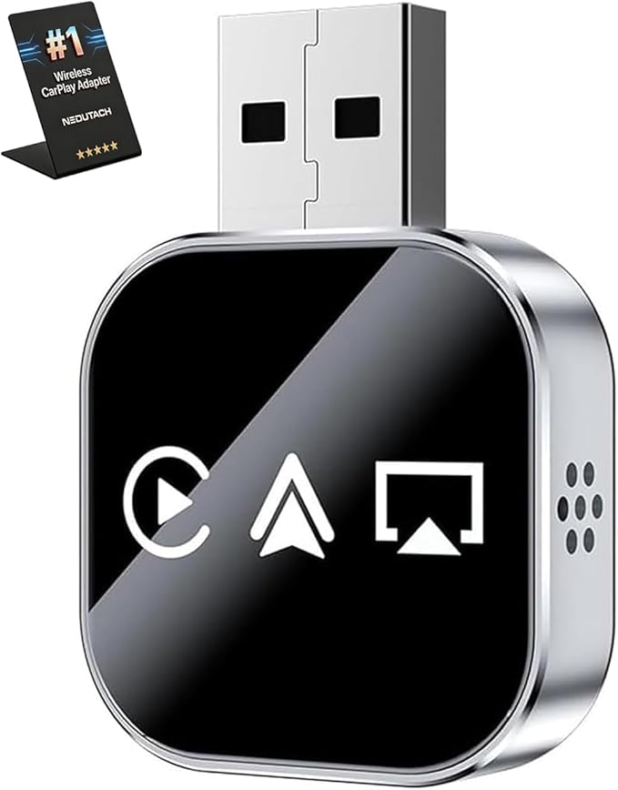 3 in 1 Wireless Carplay Adapter, Car Screen Mirroring Converter, 2026 Upgrade Mirror iOS Phone for iPhone/Airplay/Apple/Android, Bluetooth Auto Link, Wired to Wireless, Plug & Play (for iPhone) by Unknown