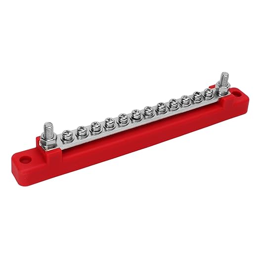 48V 150A 12 Terminal Bus Power Distribution Block with Cover M6 Studs M4 Screws Red for Car RV Marine Boat Premium Plated Brass Proof Insulated Design - Image 3