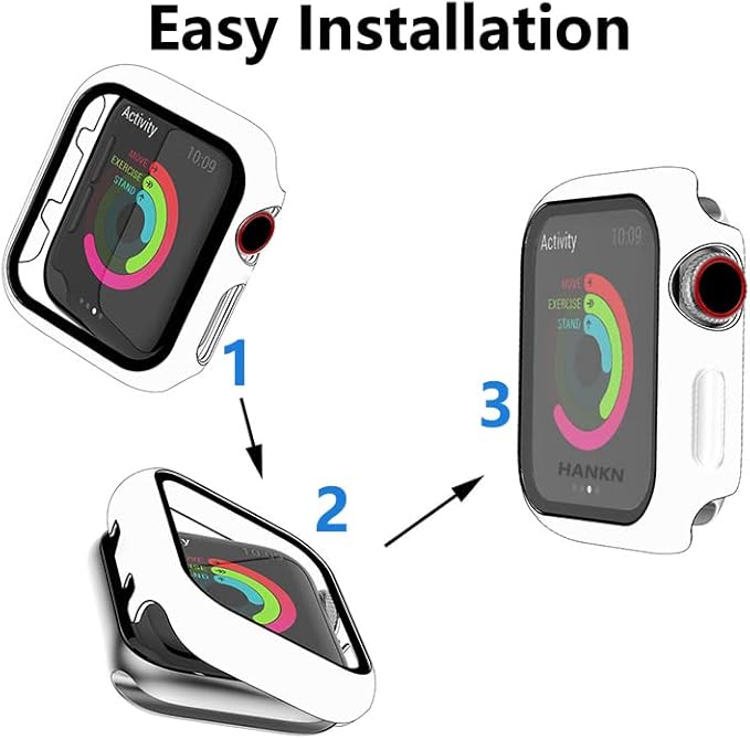 2 Pack Hard PC Case for Apple Watch Series 6 5 4 SE 40mm Tempered Glass Screen Protector Case, Full Coverage Ultra-thin Shockproof Iwatch Bumper Cover (White+White, 40mm) - Image 6