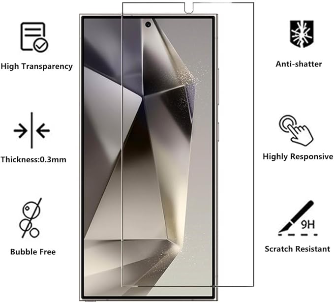 3 Pack Screen Protector for Samsung Galaxy S24, HD-Clear 9H Hardness Tempered Glass Protective Film for Samsung Galaxy S24 - Support Fingerprint Unlock, Easy Installation - Image 2