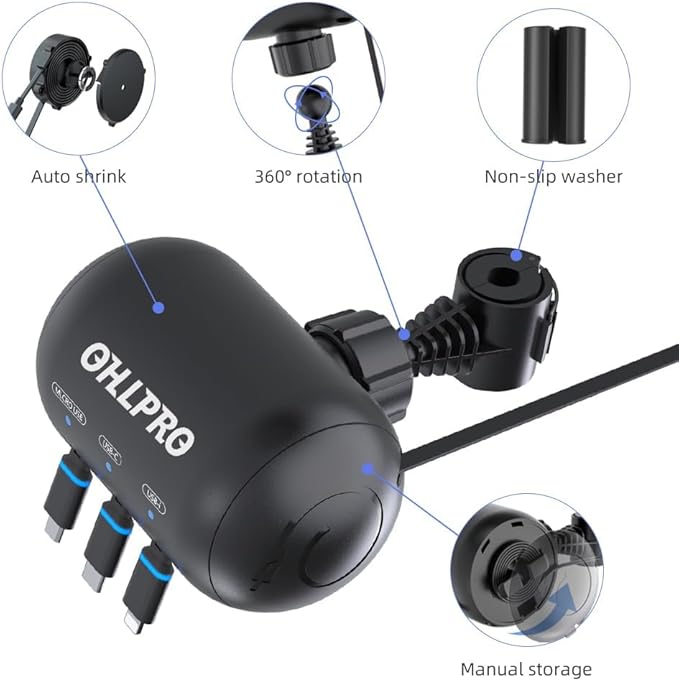 OHLPRO 3-in-1 Retractable Backseat Car Charging Station, 15W Fast Car Charger for All Phones (iPhone, Samsung), Ideal for Lyft, Turo, Uber, Taxi, Rideshare, Customer Charging Dock Attach to Headrest - Image 6