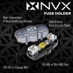 NVX XAPK0 1/0 Gauge OFC Amplifier Wiring Kit | 100% Oxygen-Free Copper Power & Speaker Wire | Supports Up to 4000W | Tinned OFC, ANL/Mini-ANL Fuse Holder, Pre-Terminated Terminals - Image 4