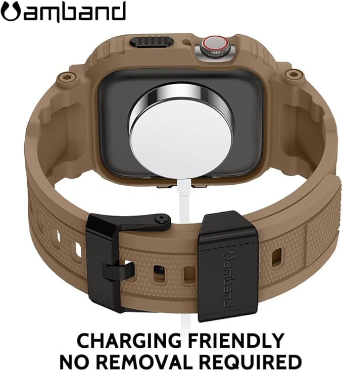 amBand Compatible with Apple Watch Series 9/8/7/6/5/4 & SE 3/2/1 41mm/40mm Band Case for Men, M1 Sport Rugged Case with Strap Military Protective Cover Bumper for iWatch 41/40 mm - Desert Tan - Image 5