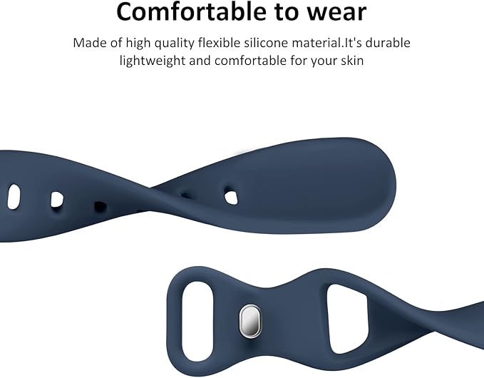 Thin Slim Band Compatible with Apple Watch 38mm 40mm 41mm 42mm 44mm 45mm 46mm 49mm, Replacement Silicone Sport Strap for iWatch Series 11/10/9/8/7/6/5/4/3/2/1 Ultra SE Women Men, Abyss Blue - Image 4