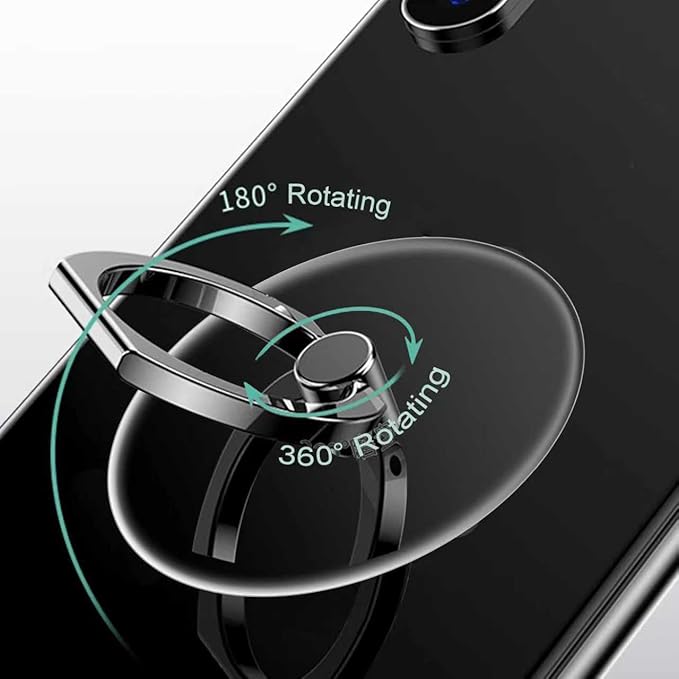 TENOC Phone Grip 2 Pieces Sticky 360° Rotation Universal Stand Ring Holder Finger Kickstand for Cell Phone Case, Round Clear, Titanium - Image 4