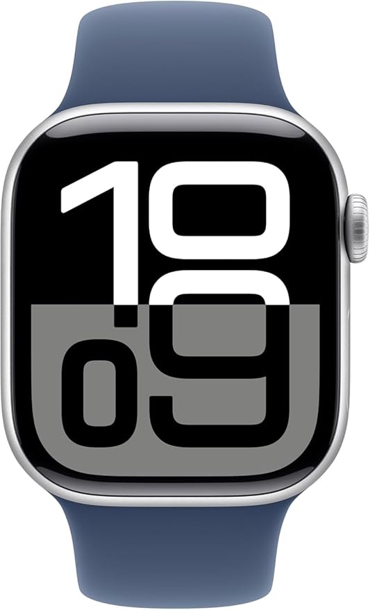 Apple Watch Series 10 [GPS + Cellular, 42mm] - Silver Aluminum Case with Denim Sport Band, M/L (Renewed) - Image 6