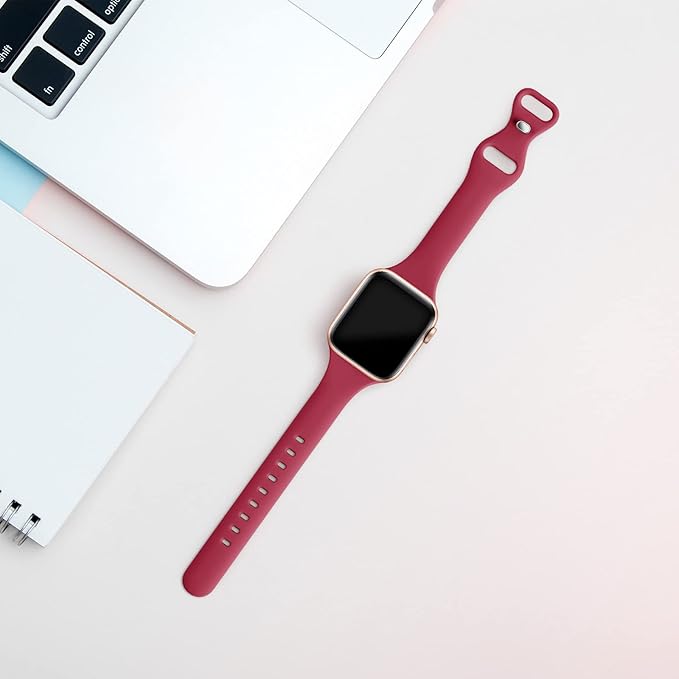Thin Slim Band Compatible with Apple Watch 38mm 40mm 41mm 42mm 44mm 45mm 46mm 49mm, Replacement Silicone Sport Strap for iWatch Series 11/10/9/8/7/6/5/4/3/2/1 Ultra SE Women Men, Hibiscus - Image 2